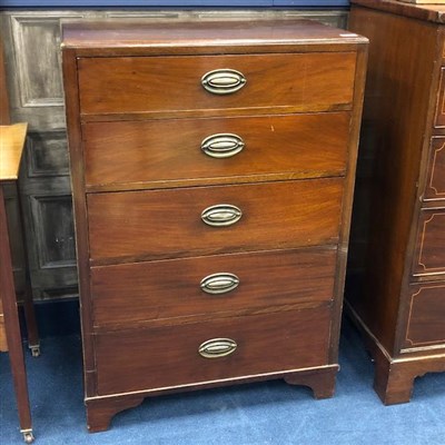 Lot 391 - A MAHOGANY CHEST OF FOUR DRAWERS
