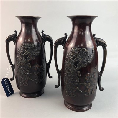 Lot 268 - A PAIR OF JAPANESE BRONZE VASES
