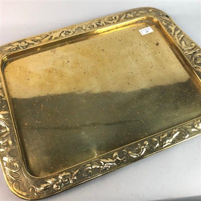 Lot 279 - A 20TH CENTURY BRASS TRAY