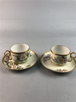 Lot 290 - A 20TH CENTURY FLORAL AND GILT EGGSHELL PART TEA SERVICE