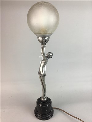 Lot 102 - AN ART DECO STYLE FIGURAL LAMP AND OTHER LAMPS/LIGHTS