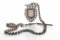 Lot 153 - STERLING SILVER CURB LINK ALBERT CHAIN the...