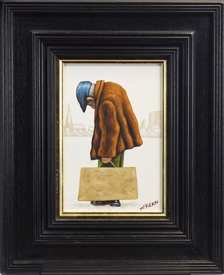 Lot 563 - THE WEIGHT OF THE WORLD, AN OIL BY GRAHAM MCKEAN