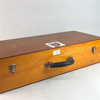 Lot 294 - A WOODEN BAGPIPE CASE