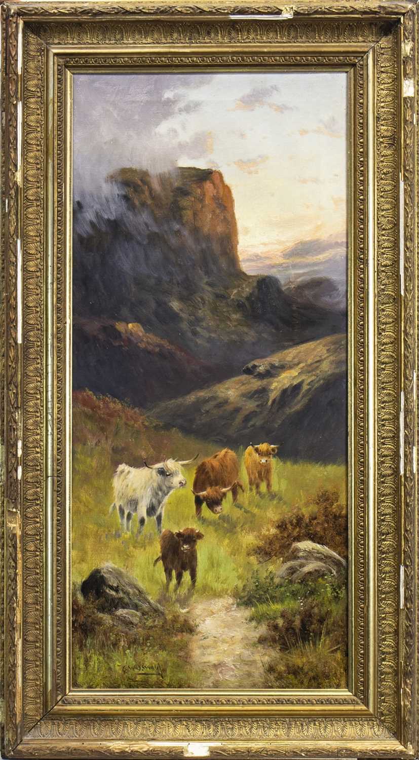 Lot 604 - HIGHLAND CATTLE, AN OIL BY CHARLES W OSWALD
