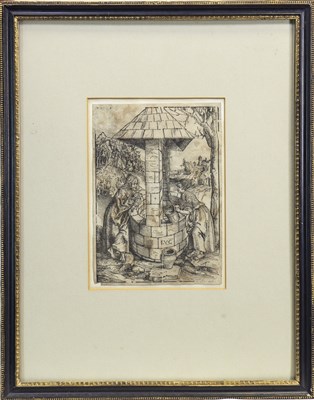 Lot 605 - CHRIST AND THE WOMAN OF SAMARIA AT THE WELL, A WOODCUT BY LUCAS CRANACH THE ELDER