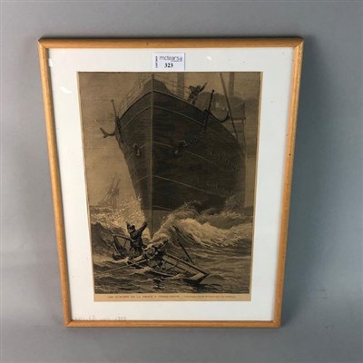 Lot 323 - LES DANGERS DE LA PECHE A TERRE-NEUVE, AN ENGRAVING