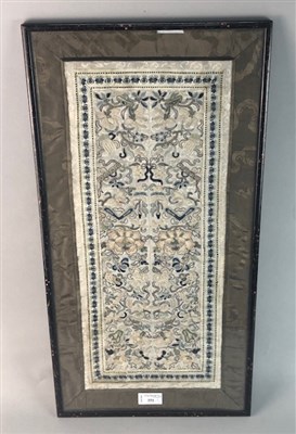 Lot 351 - A PAIR OF EMBROIDERED CHINESE PANELS