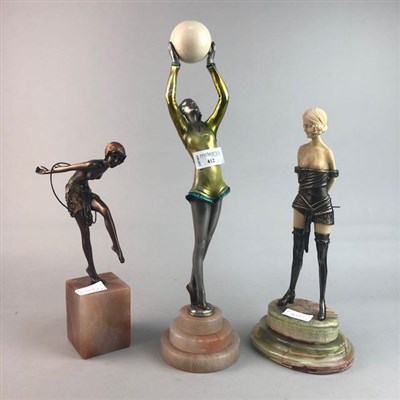 Lot 412 - AN ART DECO STYLE FIGURE OF A FEMALE