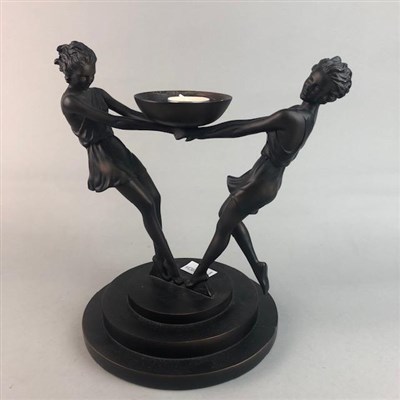Lot 408 - AN ART DECO STYLE FIGURAL CANDLE HOLDER