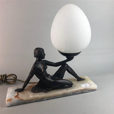 Lot 407 - AN ART DECO STYLE FIGURAL LAMP