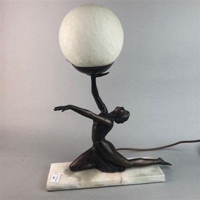 Lot 404 - AN ART DECO STYLE FIGURAL LAMP