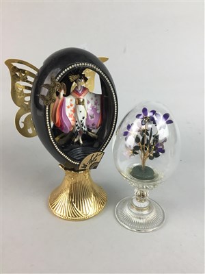 Lot 410 - 'THE ERLE CRYSTAL BALL OBJEL' FIGURE, A FRANKLIN MINT FIGURE AND A GLASS ORNAMENT