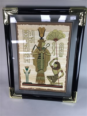Lot 416 - TWO REPRODUCTION PAPYRUS PAINTINGS