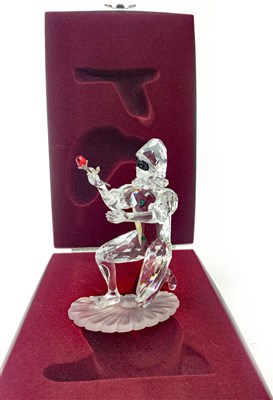Lot 1212 - A LOT OF TWO SWAROVSKI FIGURES OF HARLEQUINS AND THE PRINCESS AND THE FOOL (4)