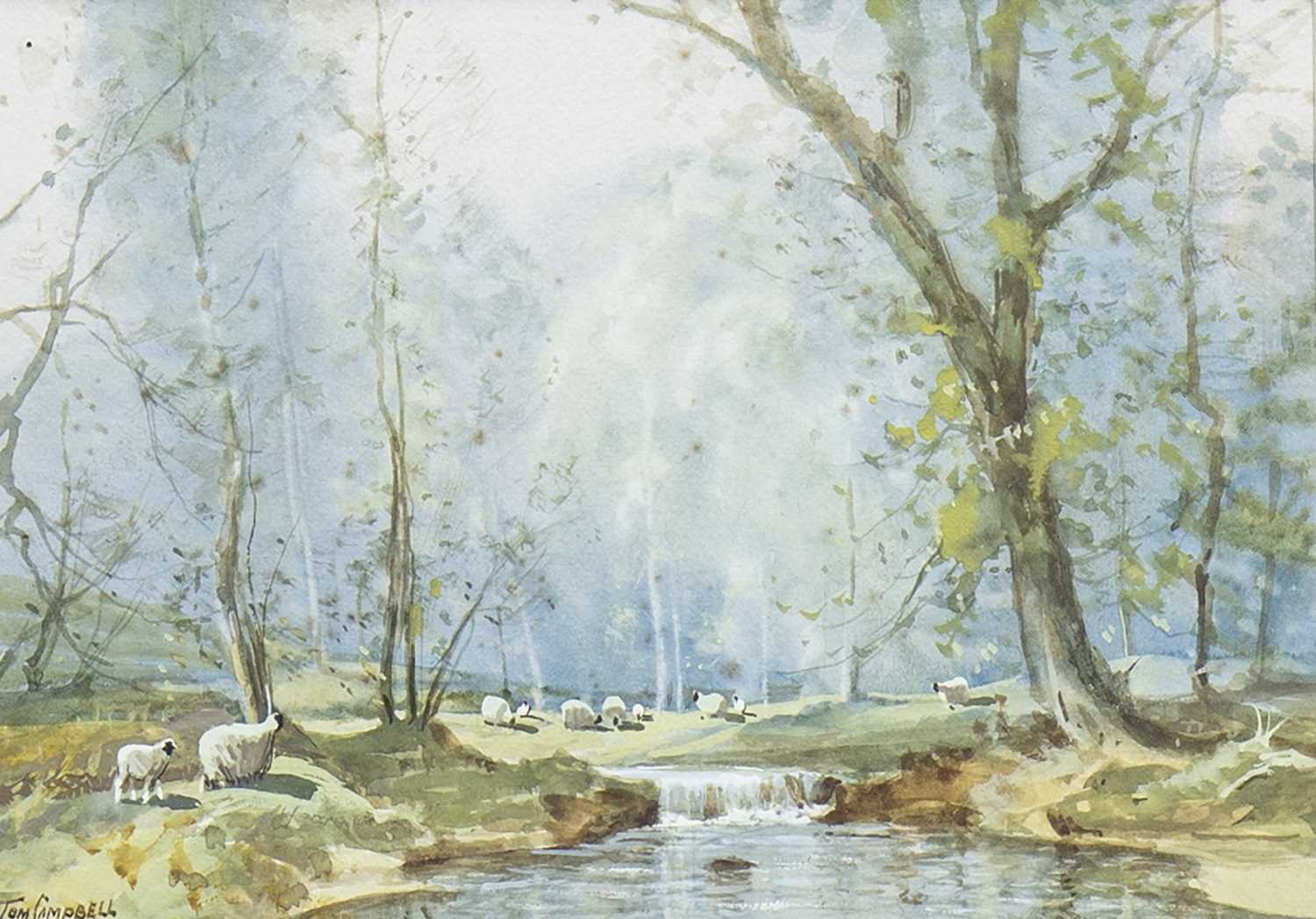 Lot 613 - STORMY SPRINGTIME, A WATERCOLOUR BY TOM CAMPBELL
