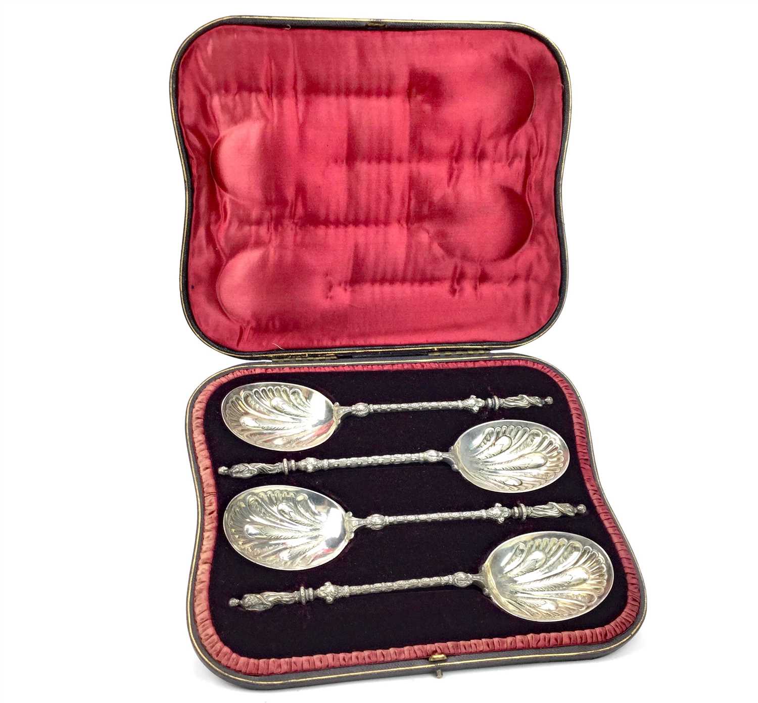 Lot 812 - AN IMPRESSIVE SET OF FOUR VICTORIAN SILVER SERVING SPOONS