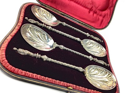 Lot 812 - AN IMPRESSIVE SET OF FOUR VICTORIAN SILVER SERVING SPOONS