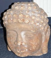 Lot 602 - TWO LARGE 20TH CENTURY MARBLE BUDDHA HEAD...