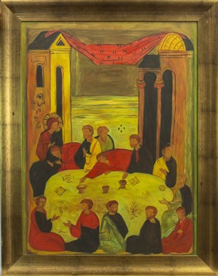 Lot 651 - JESUS AND THE APOSTLES, AN OIL