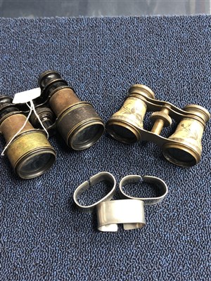Lot 390 - A SET OF FIELD GLASSES, NAPKIN RINGS AND A SET OF OPERA GLASSES