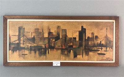 Lot 323 - CITYSCAPE, A COLOUR PRINT AFTER OZZ FRANCA