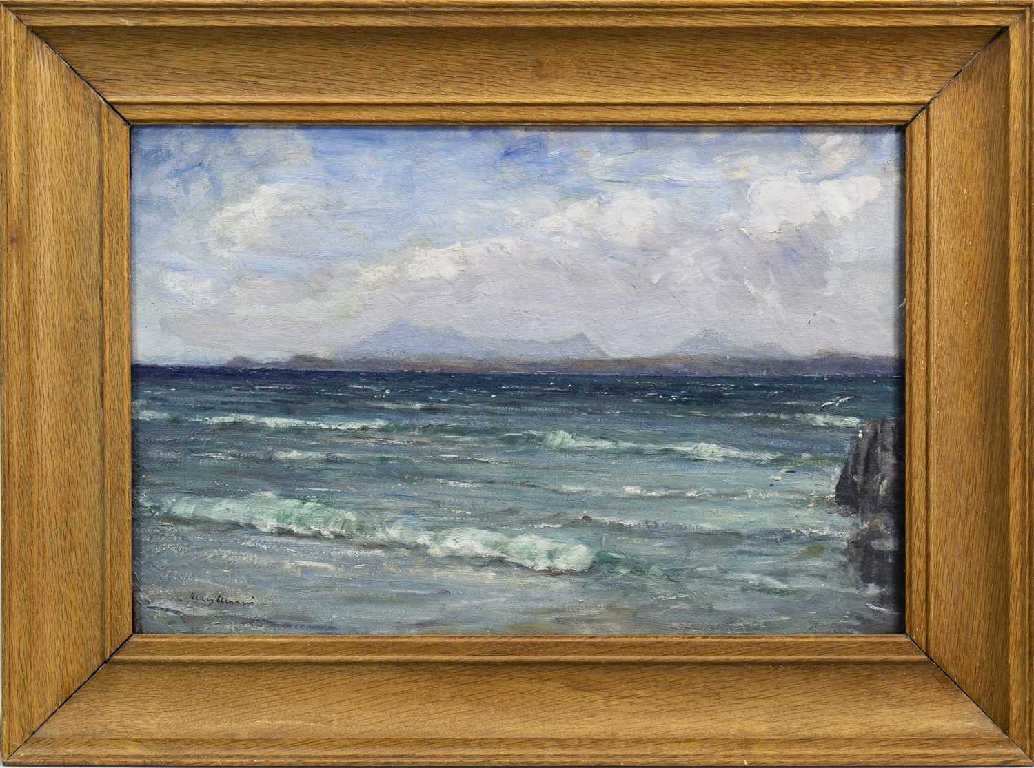 Lot 442 - SEASCAPE, AN OIL BY MARY MORRIS