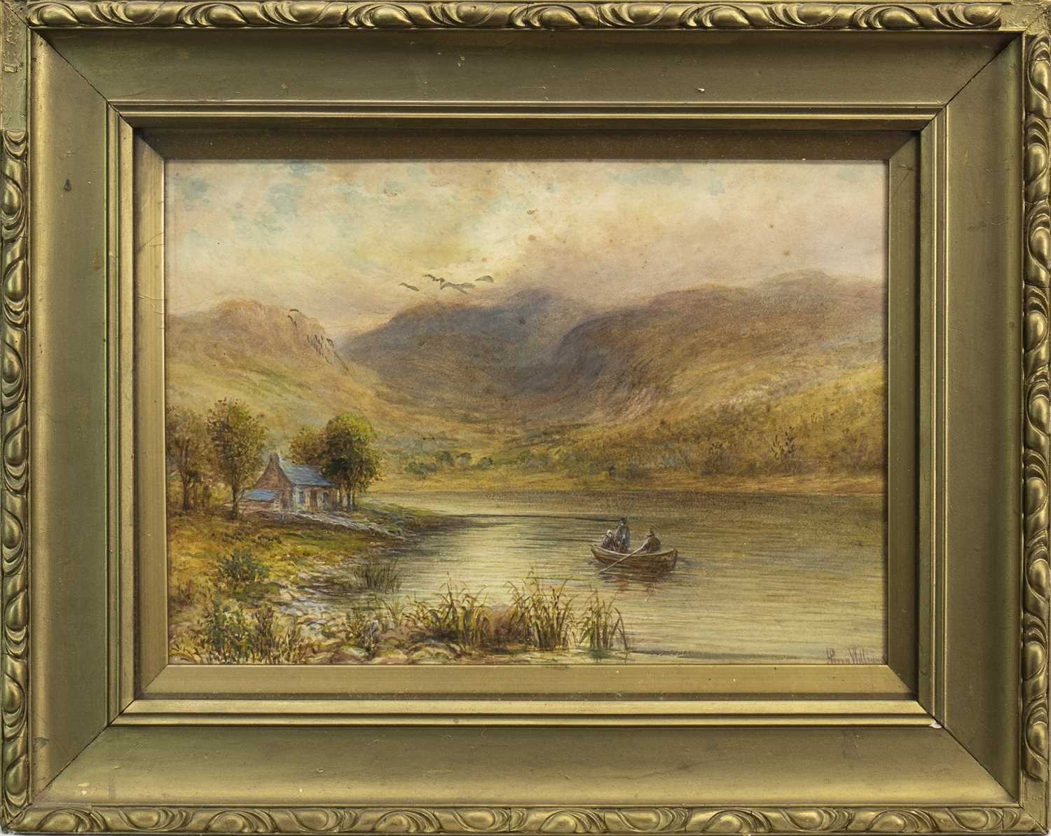 Lot 452 - LAKE SCENE WITH FIGURES, AN OIL BY H PERCY WILLIAMS