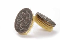 Lot 610 - PAIR OF CHINESE SILVER OVAL BRUSHES each cast...