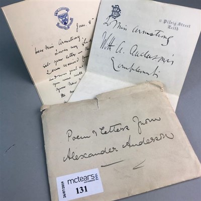 Lot 131 - POEMS AND LETTERS FROM ALEXANDER ANDERSON