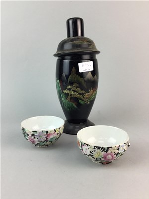Lot 112 - A CHINESE LACQUERED COCKTAIL SHAKER AND OTHER CHINESE CERAMICS
