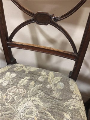 Lot 882 - A SET OF EIGHT GEORGE III DINING CHAIRS OF SHERATON DESIGN