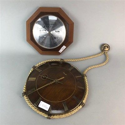 Lot 235 - A MAHOGANY WALL BAROMETER AND A MODERN WALL CLOCK