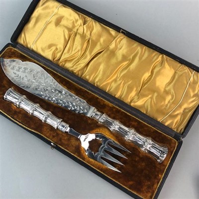 Lot 232 - SILVER PLATED FISH KNIFE AND FORK AND OTHER CASED SILVER PLATED FLATWARE