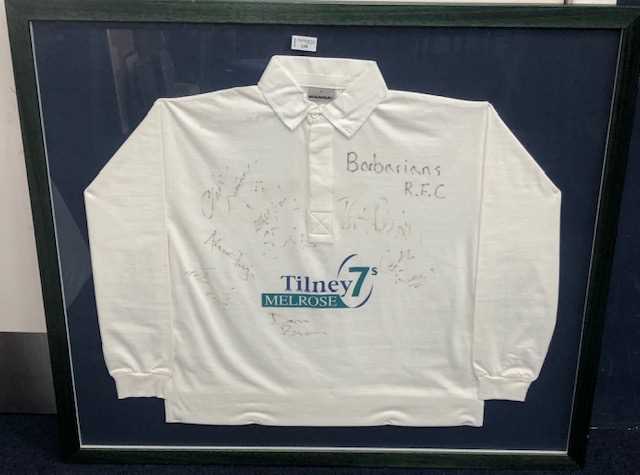 Lot 130 - AN AUTOGRAPHED BARBARIANS 2002 MELROSE 7's SHIRT