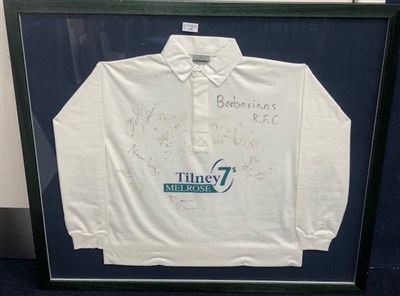 Lot 130 - AN AUTOGRAPHED BARBARIANS 2002 MELROSE 7's SHIRT