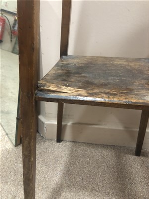 Lot 113 - AN OAK PLANT STAND AND AN ELM STOOL