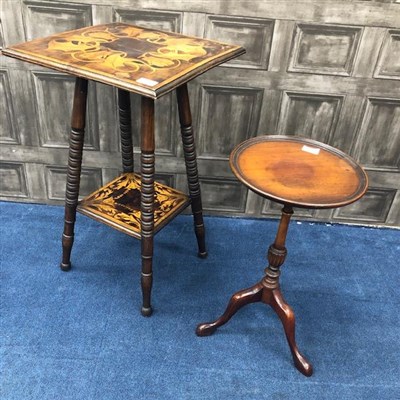 Lot 248 - A POKERWORK OCCASIONAL TABLE AND A PLANT STAND