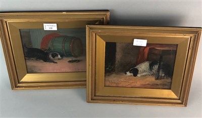 Lot 120 - A PAIR OF OIL PAINTINGS OF DOGS BY J. LANGLOIS