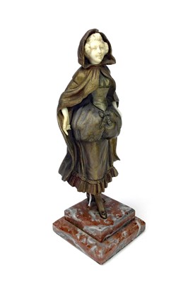 Lot 829 - A BRONZE AND IVORY FIGURE, BY CHARLES ELOY BAILLY