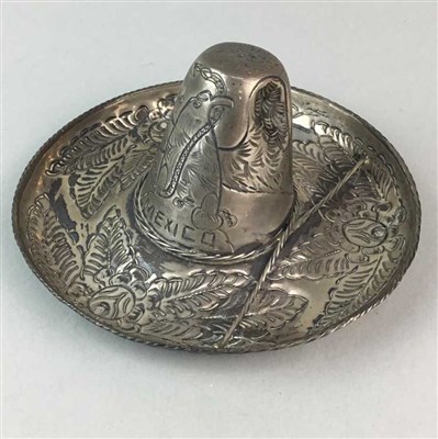 Lot 34 - A MEXICAN SILVER TRAY AND OTHER SILVER ITEMS