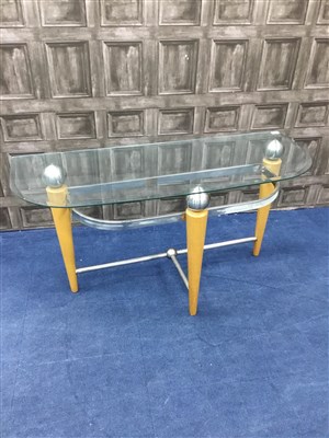 Lot 105 - TWO ART DECO STYLE GLASS TOPPED TABLES