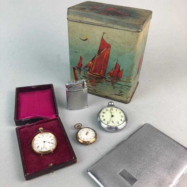 Lot 7 - THREE POCKET WATCHES, A LIGHTER AND A CIGARETTE CASE