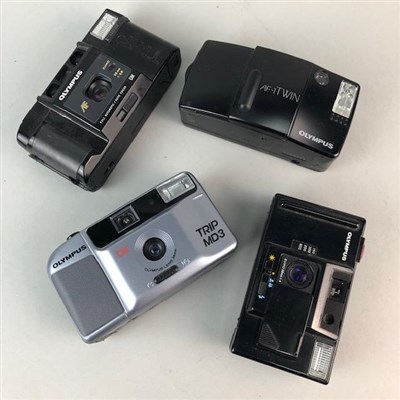 Lot 262 - A COLLECTION OF OLYMPUS CAMERAS, AN OLYMPUS FLASH AND OTHER CAMERAS