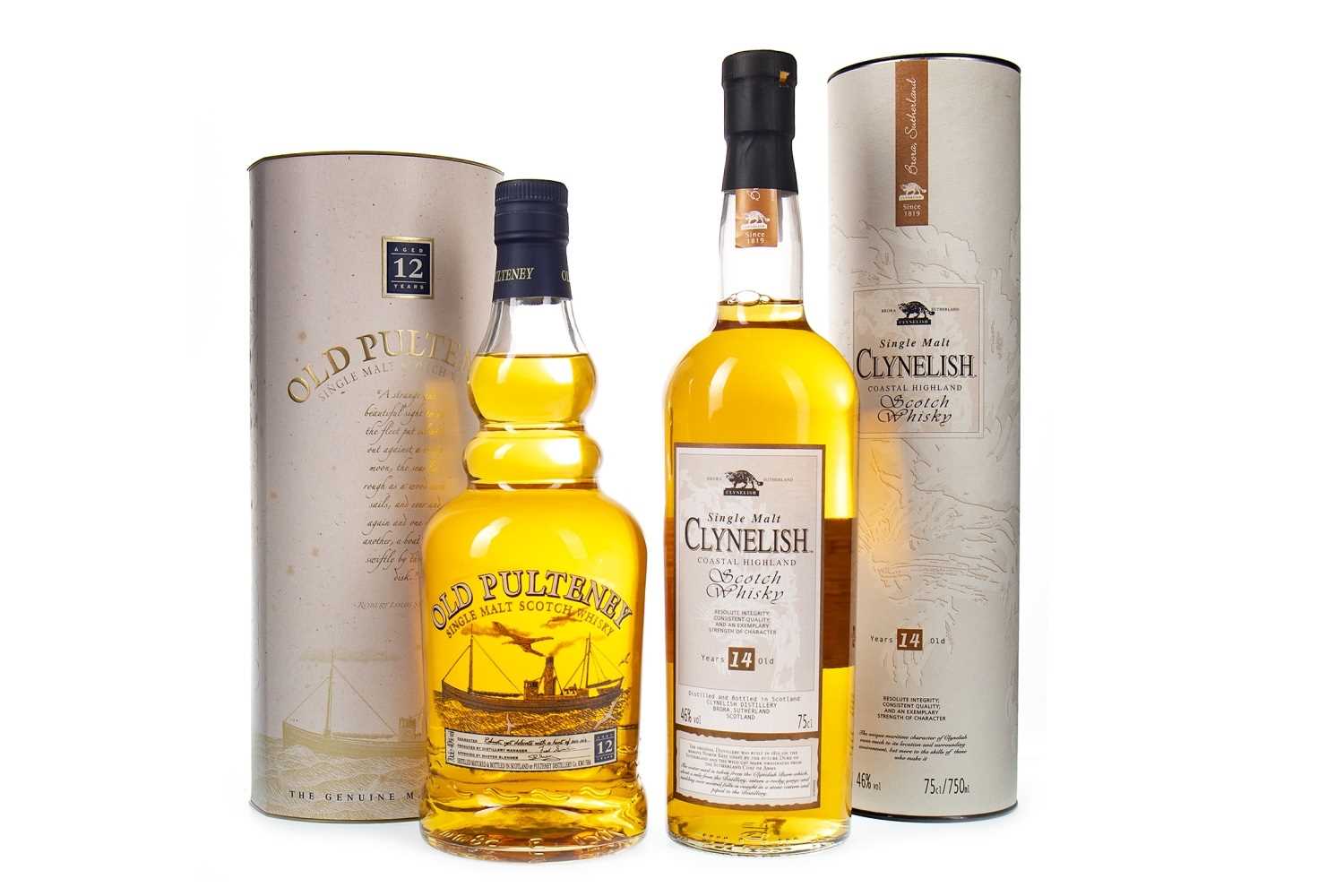 Lot 375 - CLYNELISH 14 YEARS OLD AND OLD PULTENEY AGED 12 YEARS