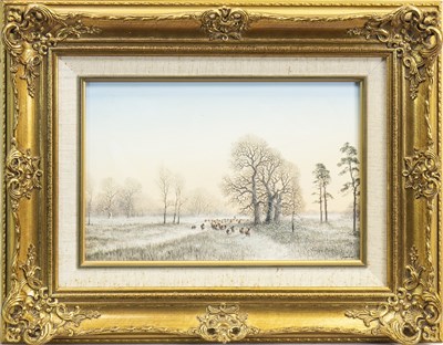Lot 455 - SHEEP IN WINTER, AN OIL BY NICOLAS MACE