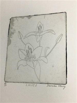 Lot 173 - LILIES, AN ETCHING BY DAMIAN HENRY