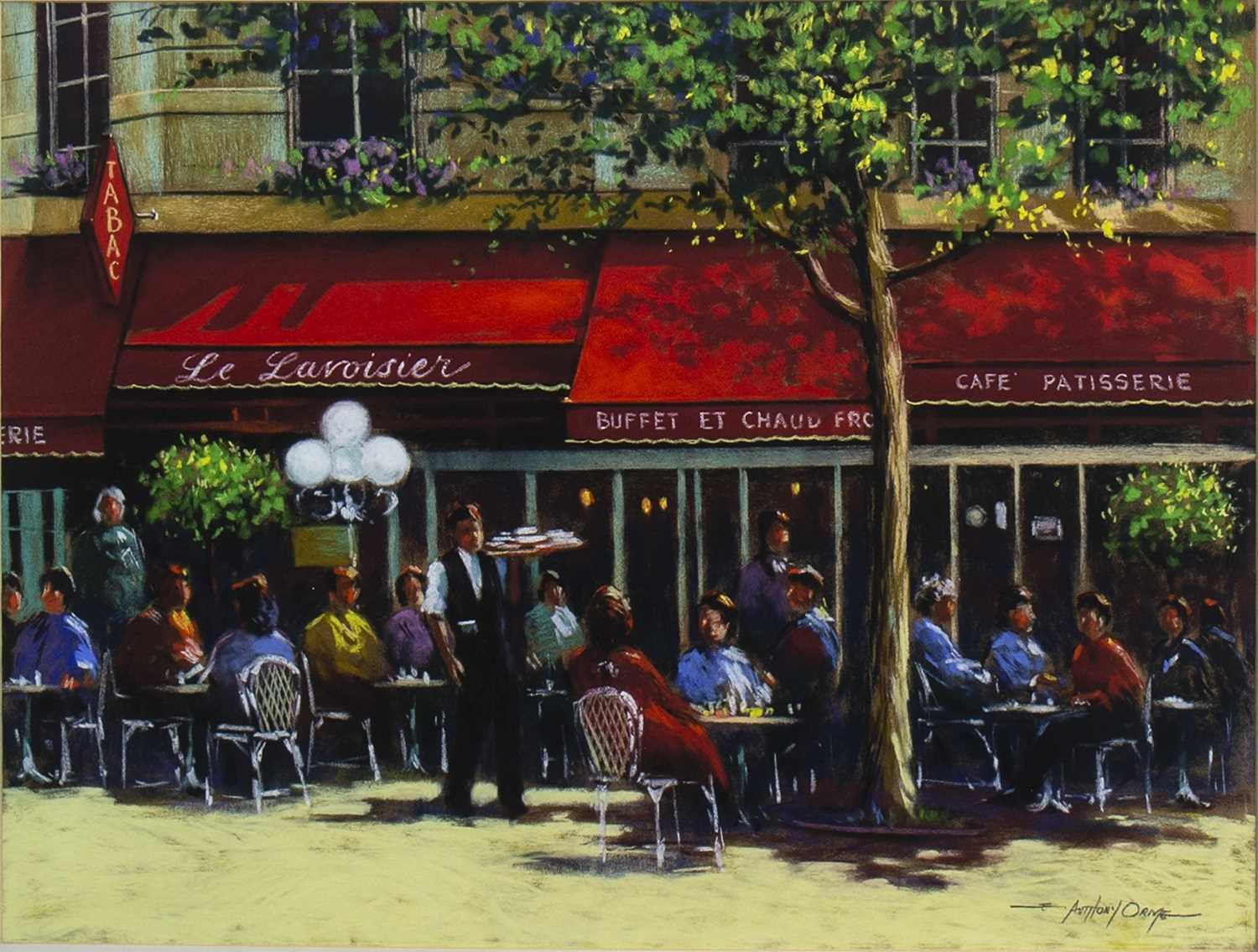Lot 592 - COFFEE AT LAVOISIER, A PASTEL BY ANTHONY ORME