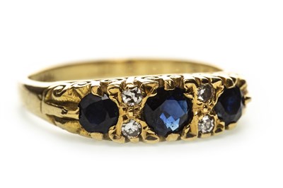 Lot 92 - A VICTORIAN STYLE BLUE GEM AND DIAMOND RING