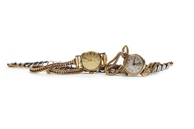 Lot 855 - A LADY'S GOLD TISSOT WATCH AND ANOTHER